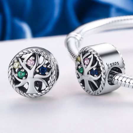 Charm argint 925 cu copacul vietii si zirconii multicolore - Be Nature  PST0086 [1]