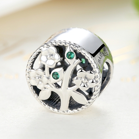 Charm argint 925 cu copacul vietii si zirconii verzi - Be Nature  PST0059 [3]