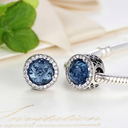 Charm argint 925 cu cristal albastru cu inimioare si zirconii albe - Be in Love PST0047 [4]