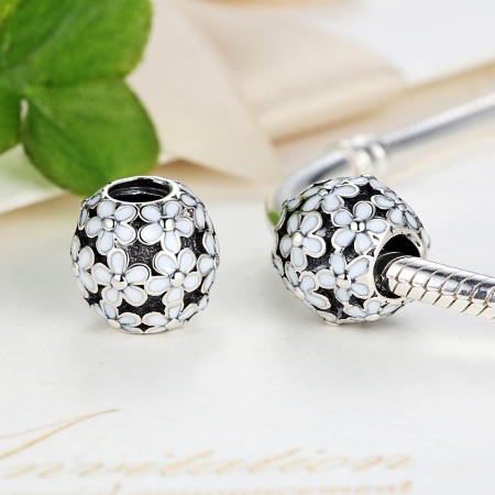 Charm argint 925 cu floricele albe - Be Nature PST0031 [4]