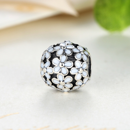 Charm argint 925 cu floricele albe - Be Nature PST0031 [3]