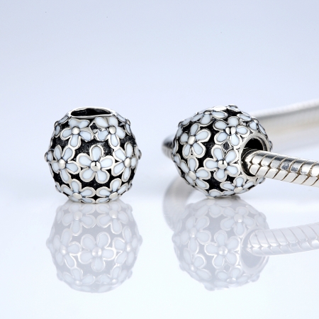 Charm argint 925 cu floricele albe - Be Nature PST0031 [1]