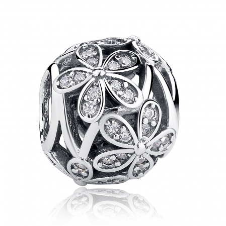 Charm argint 925 cu floricele si zirconii albe - Be Nature PST0014 [0]