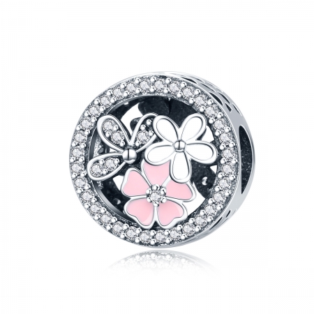 Charm argint 925 cu floricele si zirconii albe - Be Nature PST0080 [0]