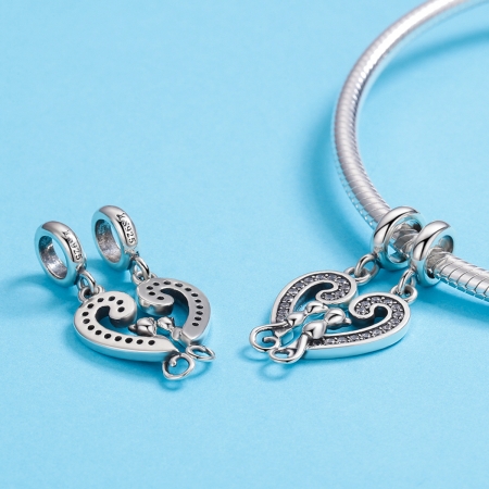 Charm  argint 925 cu inimioara si pisicute - Be Nature PST0126 [4]