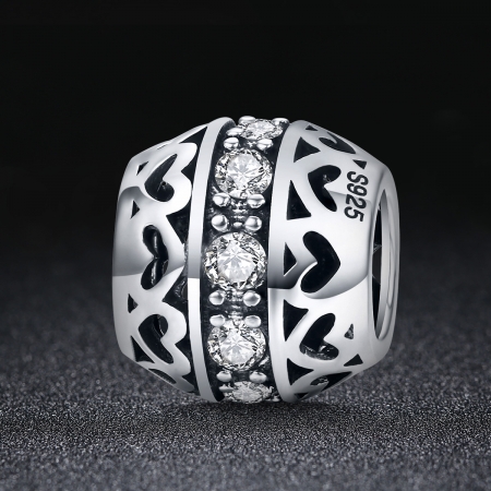 Charm argint 925 cu inimioare si zirconii albe- Be in Love PST0117 [1]