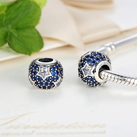 Charm argint 925 cu stelute albe si zirconii albastre - Be Nature PST0022 [4]