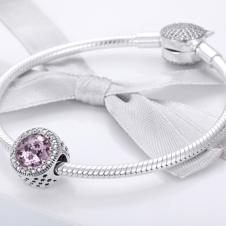 Charm argint 925 cu stelute roz si zirconii albe - Be Nature PST0136 [2]