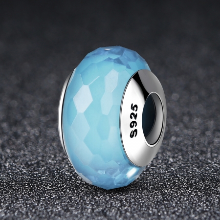 Charm argint 925 cu sticla bleu multifatetata - Be Elegant PST0099 [2]