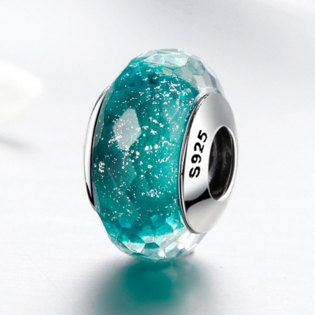 Charm argint 925 cu sticla turcoaz multifatetata - Be Elegant PST0090 [3]