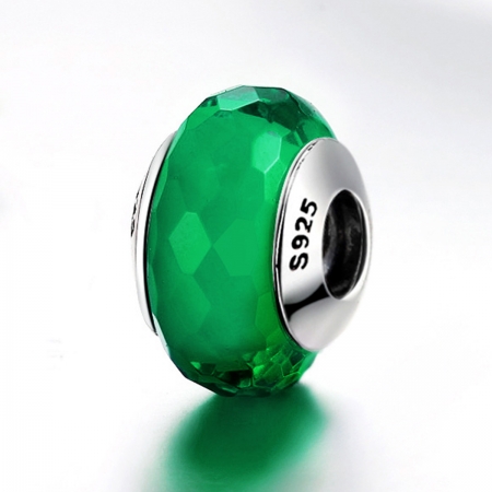 Charm argint 925 cu sticla verde multifatetata - Be Elegant PST0098 [3]
