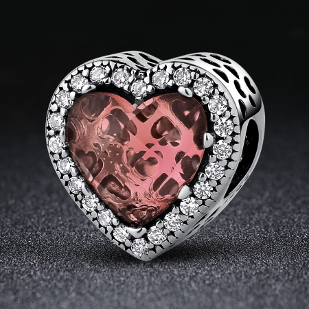 Charm argint 925 inimioara cu cristal maro si zirconii albe - Be in Love PST0045 [1]