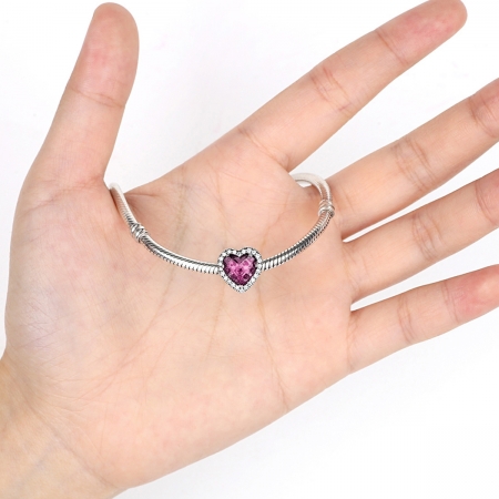 Charm argint 925 inimioara cu cristal roz si zirconii albe - Be in Love PST0044 [4]