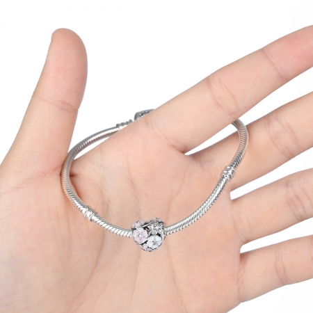 Charm argint 925 inimioara cu flori si zirconii - Be in Love PST0036 [2]