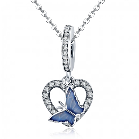 Charm argint 925 inimioara cu fluturas albastru - Be in Love PST0142 [4]