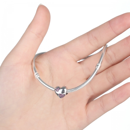 Charm argint 925 inimioara cu zirconii roz - Be in Love PST0054 [3]