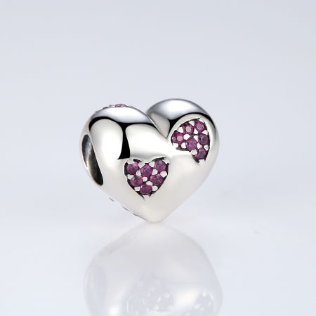 Charm argint 925 inimioara cu zirconii roz - Be in Love PST0054 [1]