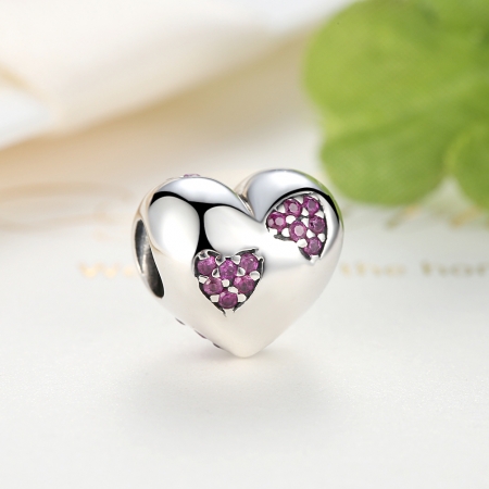 Charm argint 925 inimioara cu zirconii roz - Be in Love PST0054 [4]