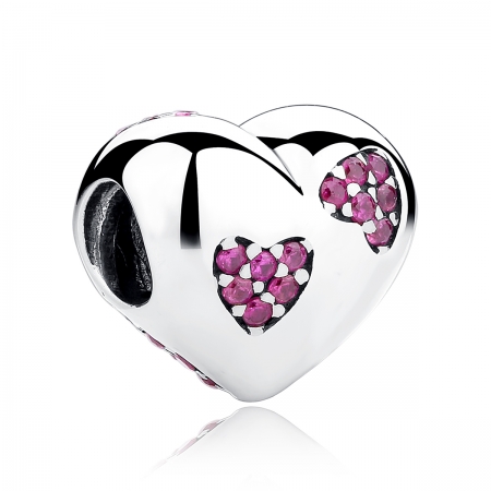 Charm argint 925 inimioara cu zirconii roz - Be in Love PST0054 [0]