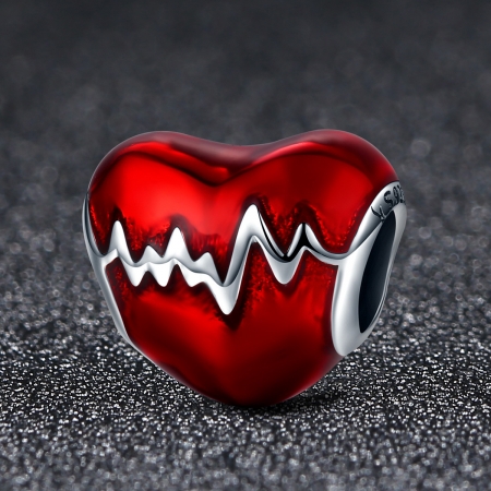 Charm argint 925 inimioara rosie cu puls - Be in Love PST0087 [2]