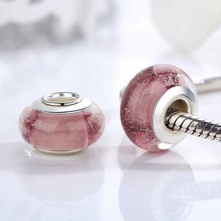 Charm fantezie roz cu sticla PSTF0001 [2]