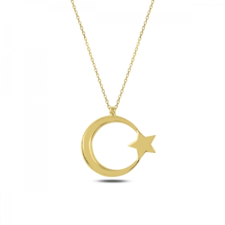 Colier argint 925 aurit semiluna cu stea - Be Nature CTU0075 [0]