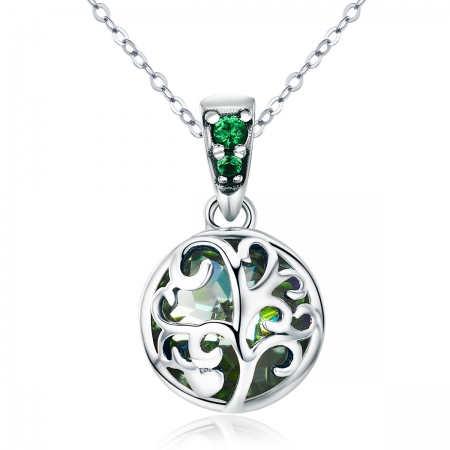 Colier argint 925 cu copacul vietii, cristal verde si zirconii verzi - Be Nature  CST0010 [0]