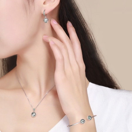 Colier argint 925 cu copacul vietii, cristal verde si zirconii verzi - Be Nature  CST0010 [8]