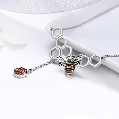 Colier argint 925 cu fagure si albinuta - Be Nature CST0014 [1]