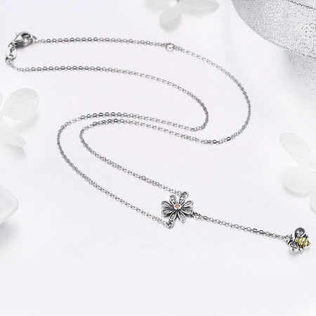 Colier argint 925 cu floare si albinuta - Be Nature CST0011 [6]