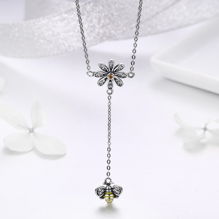 Colier argint 925 cu floare si albinuta - Be Nature CST0011 [3]