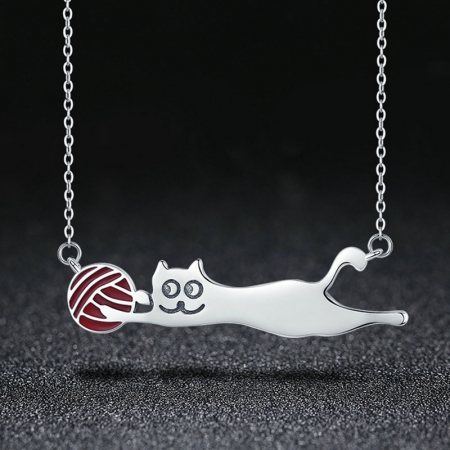 Colier argint 925 cu pisicuta jucausa si ghem - Be Nature CST0007 [1]