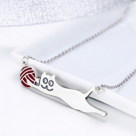 Colier argint 925 cu pisicuta jucausa si ghem - Be Nature CST0007 [2]