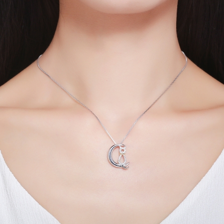 Colier argint 925 cu semiluna, pisicuta si zirconii - Be Nature CST0004 [5]