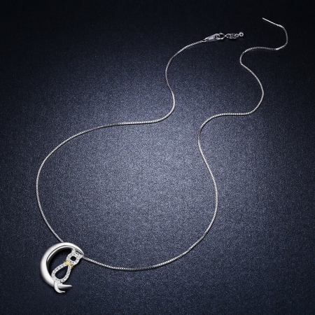 Colier argint 925 cu semiluna, pisicuta si zirconii - Be Nature CST0004 [6]