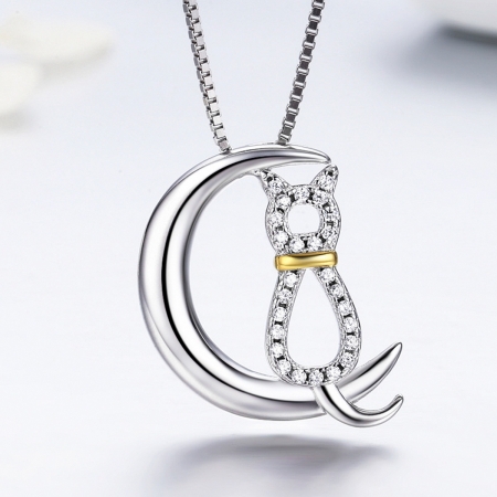 Colier argint 925 cu semiluna, pisicuta si zirconii - Be Nature CST0004 [3]