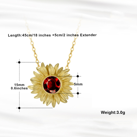 Colier argint 925 placat cu aur 14K cu granat natural [3]