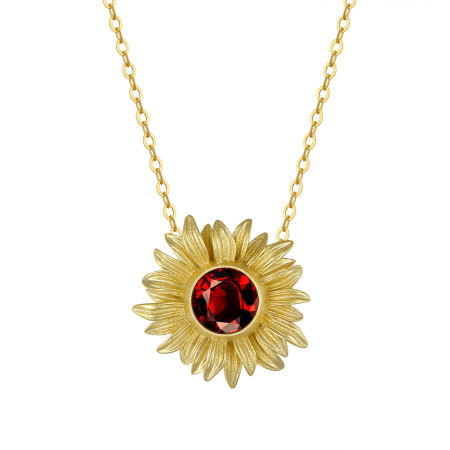 Colier argint 925 placat cu aur 14K cu granat natural