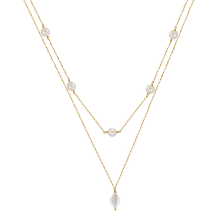 Colier argint 925 placat cu aur 14K cu perle naturale