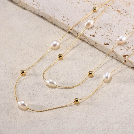 Colier argint 925 placat cu aur 14K cu perle naturale [2]