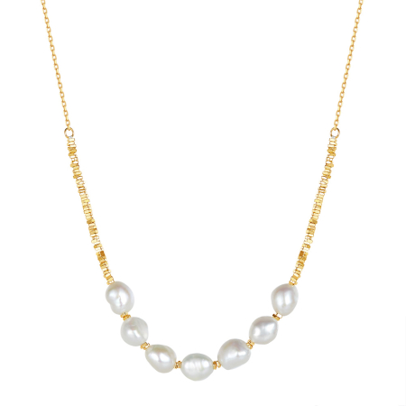 Colier argint 925 placat cu aur 14K cu perle naturale