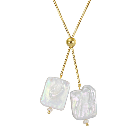 Colier argint 925 placat cu aur 14K cu perle naturale