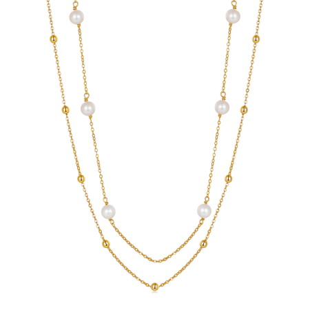 Colier argint 925 placat cu aur 14K cu perle naturale