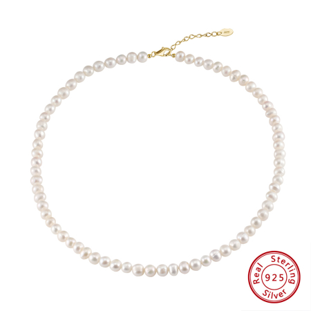 Colier argint 925 placat cu aur 14K cu perle naturale
