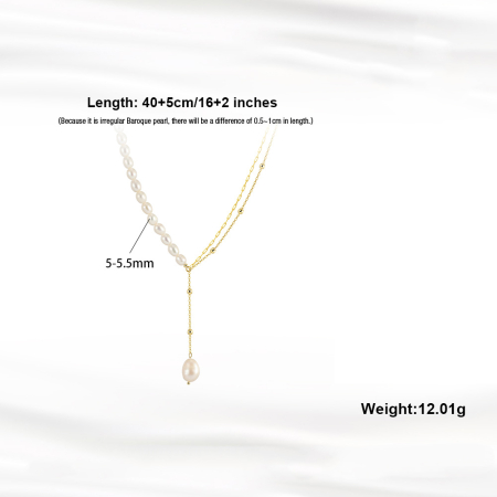 Colier argint 925 placat cu aur 14K cu perle naturale [4]