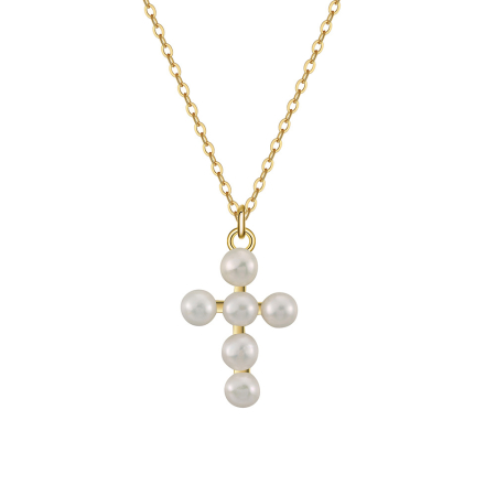 Colier argint 925 placat cu aur 14K cu perle naturale