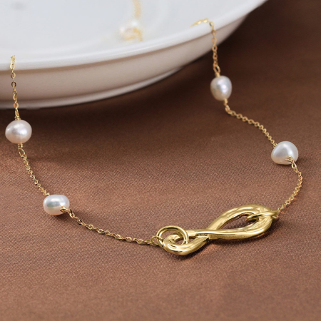 Colier argint 925 placat cu aur 14K cu perle naturale INFINITE LOVE [2]