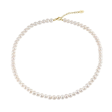 Colier argint 925 placat cu aur 14K cu perle naturale