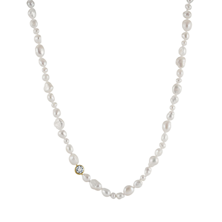 Colier argint 925 placat cu aur 14K cu perle naturale