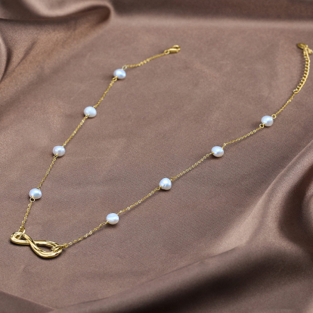 Colier argint 925 placat cu aur 14K cu perle naturale INFINITE LOVE [3]